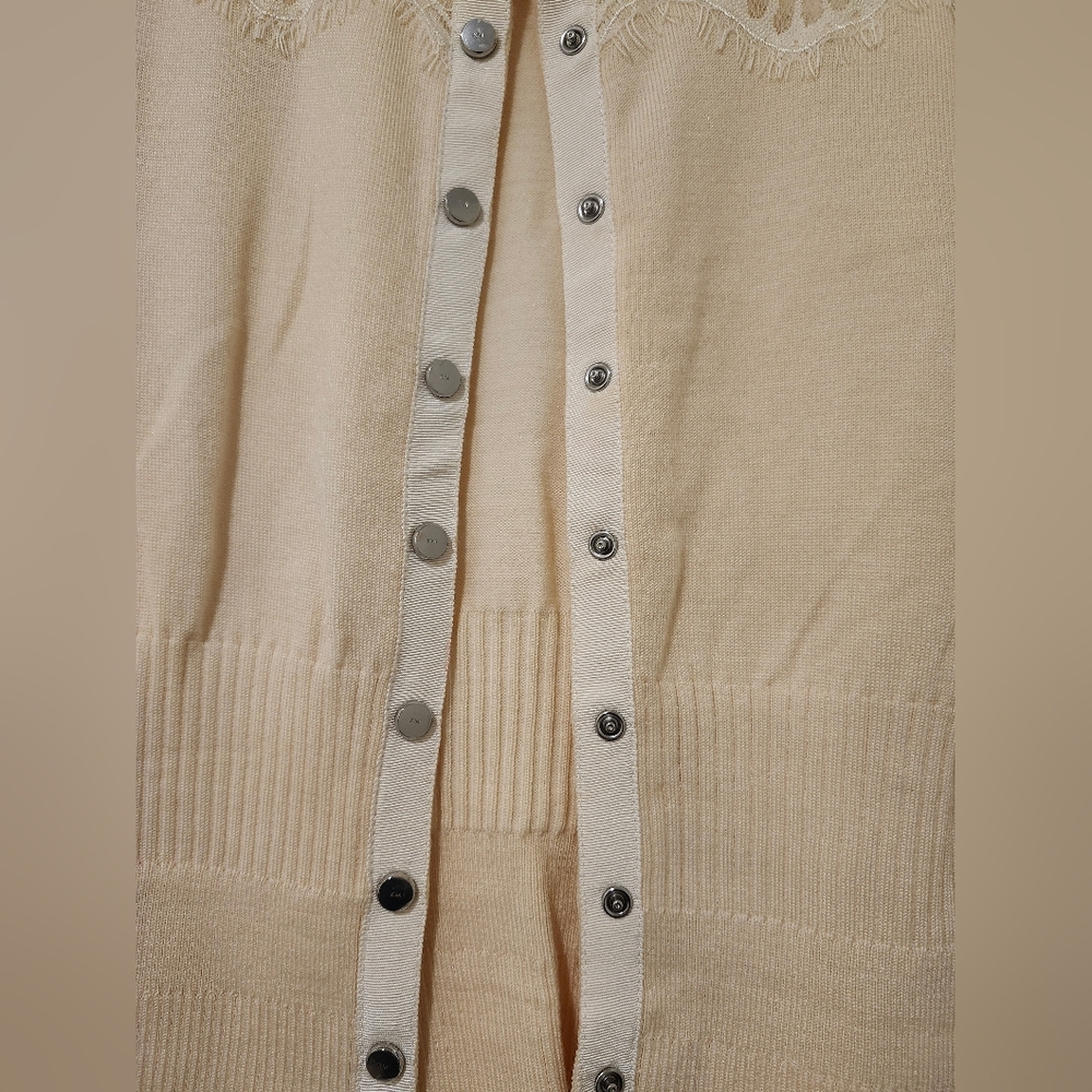 Karen Millen Wool Knit Lace Cardigan Size 3 - Picture 3 of 6